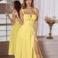 Spaghetti strap tie front maxi dress in yellow