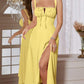 Spaghetti strap tie front maxi dress in yellow