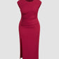 Split ruched midi dress curve & plus in red