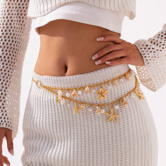 Starfish pendant waist chain in multi