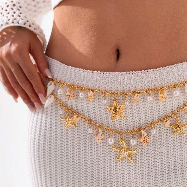 Starfish pendant waist chain in multi