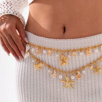 Starfish pendant waist chain in multi