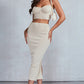 Stone woven corset top & pink skirt co-ord
