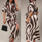 Striped belted maxi dress in multi