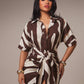 Striped belted maxi dress in multi