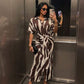Striped belted maxi dress in multi