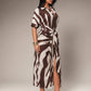 Striped belted maxi dress in multi