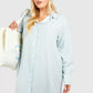 Striped drop shoulder shirt dress in blue