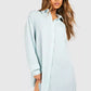Striped drop shoulder shirt dress in blue