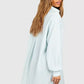 Striped drop shoulder shirt dress in blue