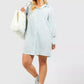 Striped drop shoulder shirt dress in blue