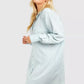 Striped drop shoulder shirt dress in blue