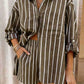 Striped shirt & short set in brown