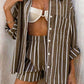 Striped shirt & short set in brown
