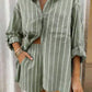 Striped shirt & short set in green