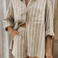 Striped shirt & short set in khaki