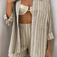 Striped shirt & short set in khaki