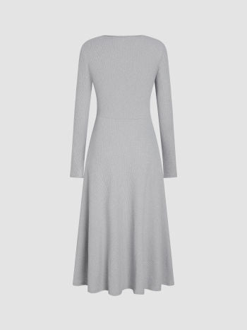 Sweetheart solid knotted midi dress in grey