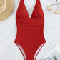 Plain ruched one piece swimsuit