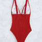 Plain ruched one piece swimsuit