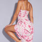 Tie dye ruched corset top & midi skirt in pink
