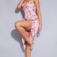 Tie dye ruched corset top & midi skirt in pink