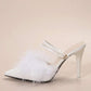 Toe furry high heel sandals in white