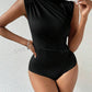 Turtleneck sleeveless bodysuit in black