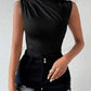 Turtleneck sleeveless bodysuit in black