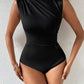 Turtleneck sleeveless bodysuit in black