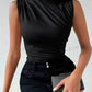 Turtleneck sleeveless bodysuit in black