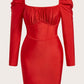 Unity plus ruched bust sqaure neck bodycon dress in red