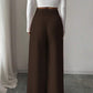 Waist front overlay straight pants in brown