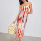 Woven square neck abstract midi dress in multi