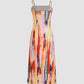 Woven square neck abstract midi dress in multi