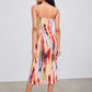 Woven square neck abstract midi dress in multi