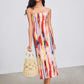 Woven square neck abstract midi dress in multi