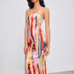 Woven square neck abstract midi dress in multi