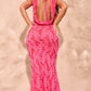 Woven textured cowl neck maxi dress in pink