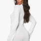 Button down drape mini dress in white