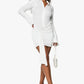 Button down drape mini dress in white