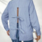 Striped backless tie-front blouse in blue