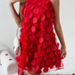Flower halter neck dress in red