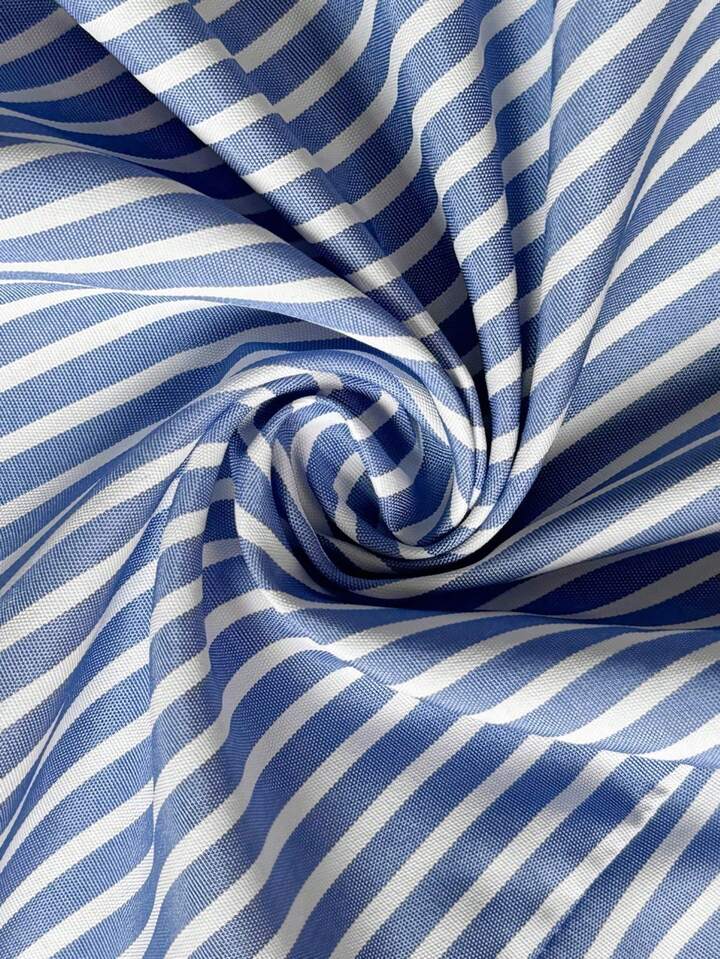 Striped backless tie-front blouse in blue