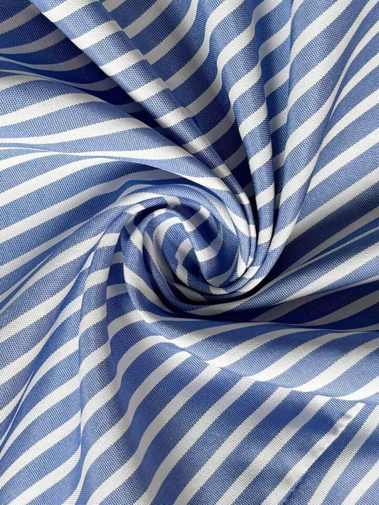 Striped backless tie-front blouse in blue