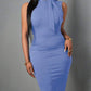Solid color sleeveless bodycon dress in baby blue