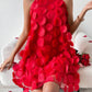 Flower halter neck dress in red
