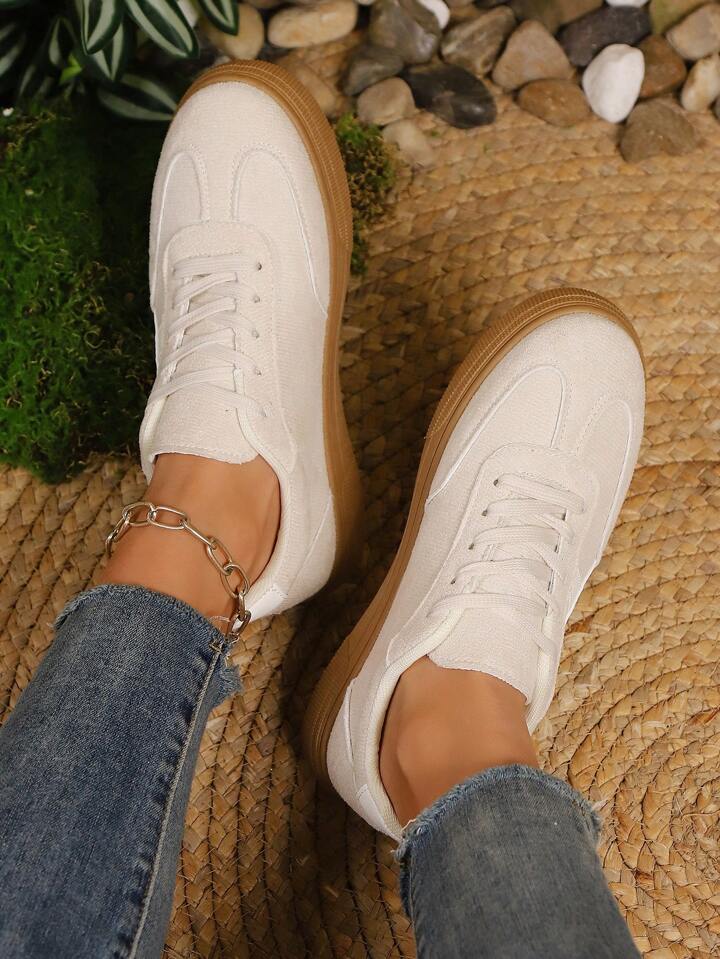 Faux suede lace up sneakers in beige