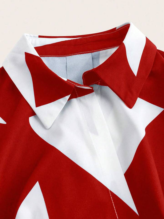 Random printed shirt dress in red