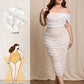 Lace off-shoulder bodycon dress in white